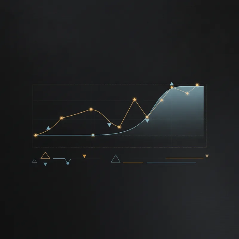 AI-driven market signals dashboard with live trend chart and confidence levels